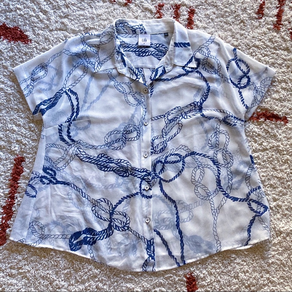 CABI Blue Rope Pattern Shirt Medium